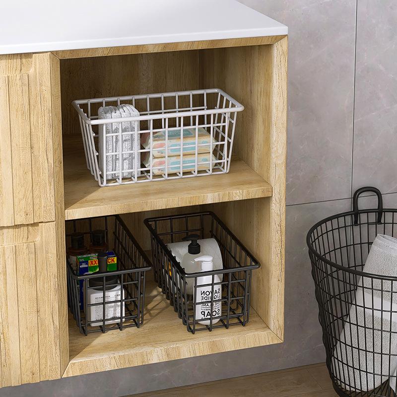 Корзины для хранения металлических вещей без перфорации, железные кухонные стеллажи для хранения приправ, туалетные принадлежности для дома, организуйте корзины для хранения