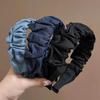 Korean-Style Retro Denim Ruffled Headband – Women's Autumn/Winter Hair Accessory for Face Slimming 2025.