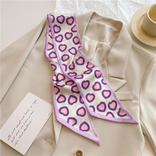 Long Hair Hand Wrist New Print Headband Scarf Women Summer Flower Silk Satin Ribbon Belt Foulard Scarves