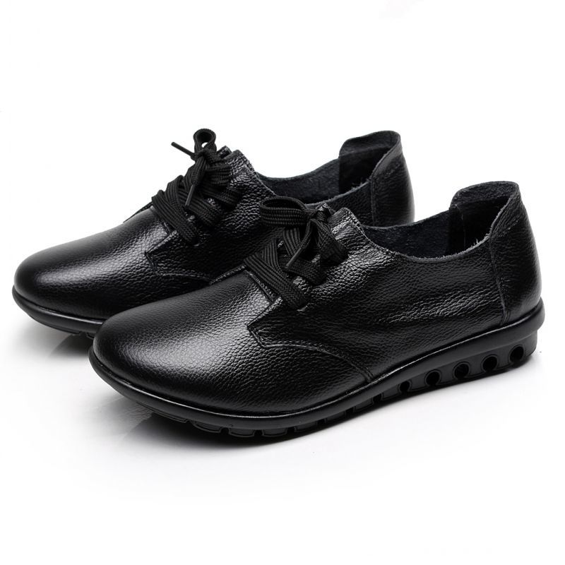 Модная брендовая обувь для женщин 2024 Весна Мокасины на танкетке Женские черные туфли на плоской подошве из натуральной кожи Офисные туфли для медсестер Повседневные кроссовки для мам