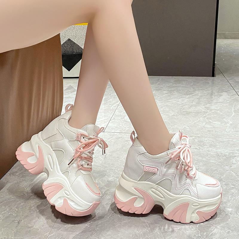 25 Весенние высококачественные женские туфли на танкетке с толстой подошвой, подходящие по цвету, повседневные кроссовки, женские кроссовки для бега zapatillas de mujer