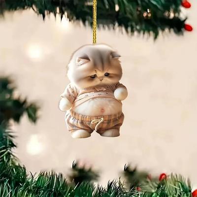Новый акриловый кулон с плоским лицом и пузатым котом, подвесные украшения, акриловая фигурка кота, аксессуары для интерьера автомобиля, декор для автомобиля