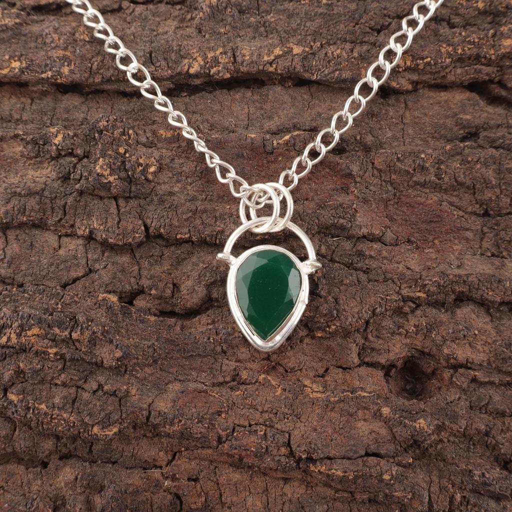 Натуральный зеленый оникс серебро 925 пробы подарок для сестер юбилейный кулон ювелирное изделие PP-56-21