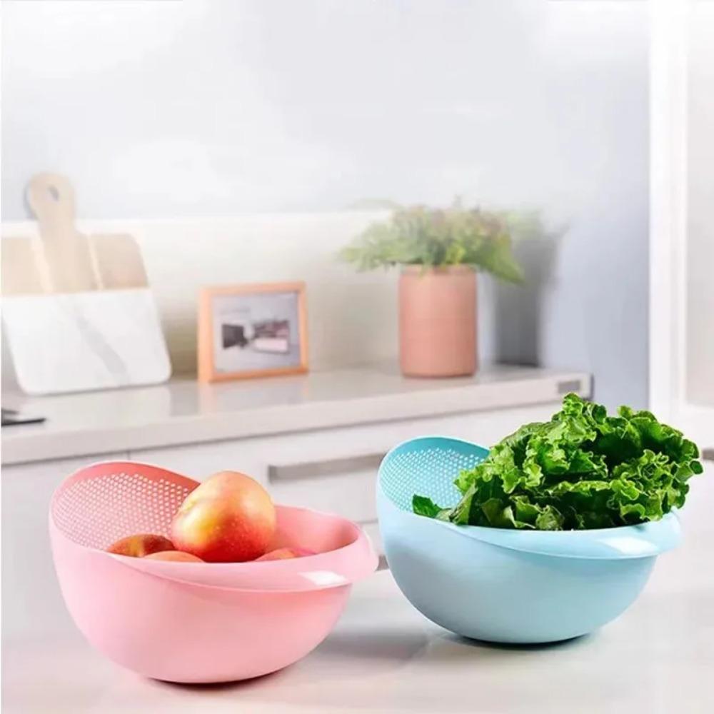 4pcs Kitchen Drain Basket Rice Sieve Plastic Colander Rice Bowl Fruit Vegetable Washing Strainer Basket Sink Drain Kitchen Tools