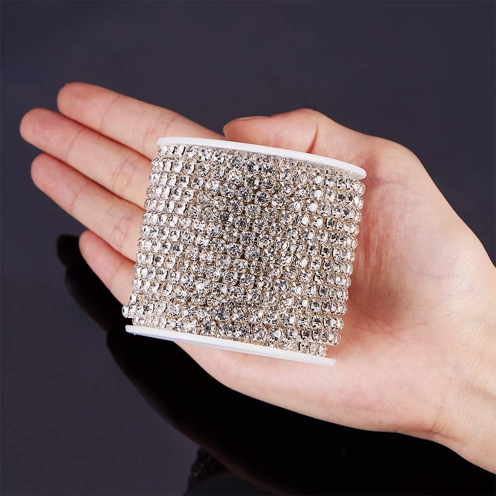 PH PandaHall 1 рулонная цепочка со стразами 10 ярдов 4 мм прозрачная отделка цепочка с коготками серебряная чашка бисерная цепочка для рукоделия декоративная цепочка для ювелирных изделий вуаль ваза шитье