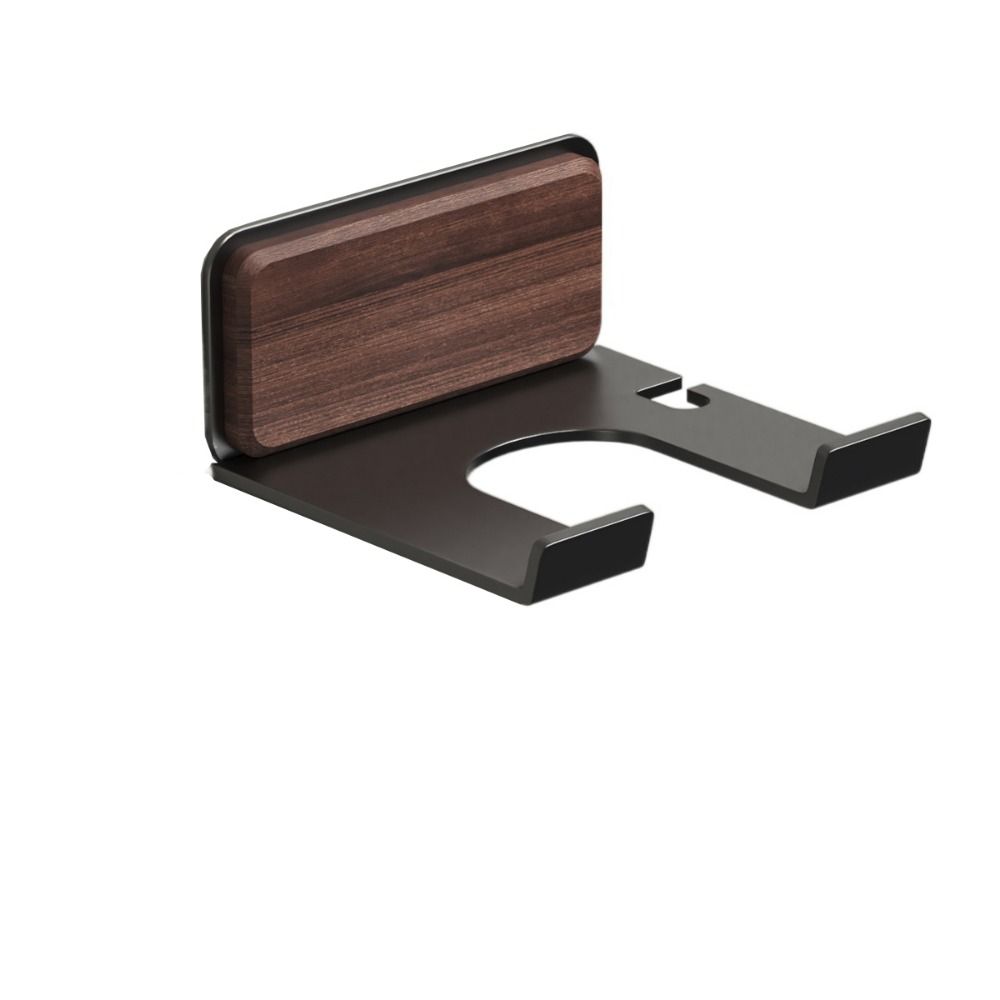 Деревянный держатель для фена без сверления, самоклеящийся настенный, полка для ванной комнаты, нержавеющий круглый крючок, подставка для фена