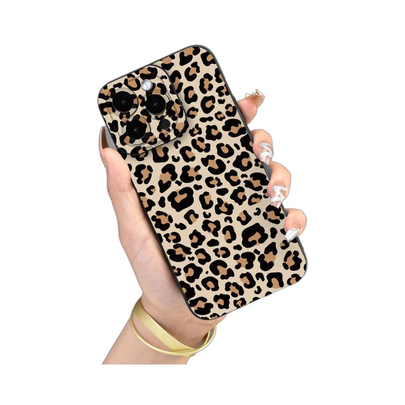 Чехол с леопардовым принтом для iPhone 15, многофункциональным мягким чехлом и защитой от падения