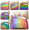 Luxury Family 3D Color Glittering Printed Bedding Set Rainbow Color Quilt Cover and Pillowcase Single Double Bed Full Size Bedroom Bedding Decoration