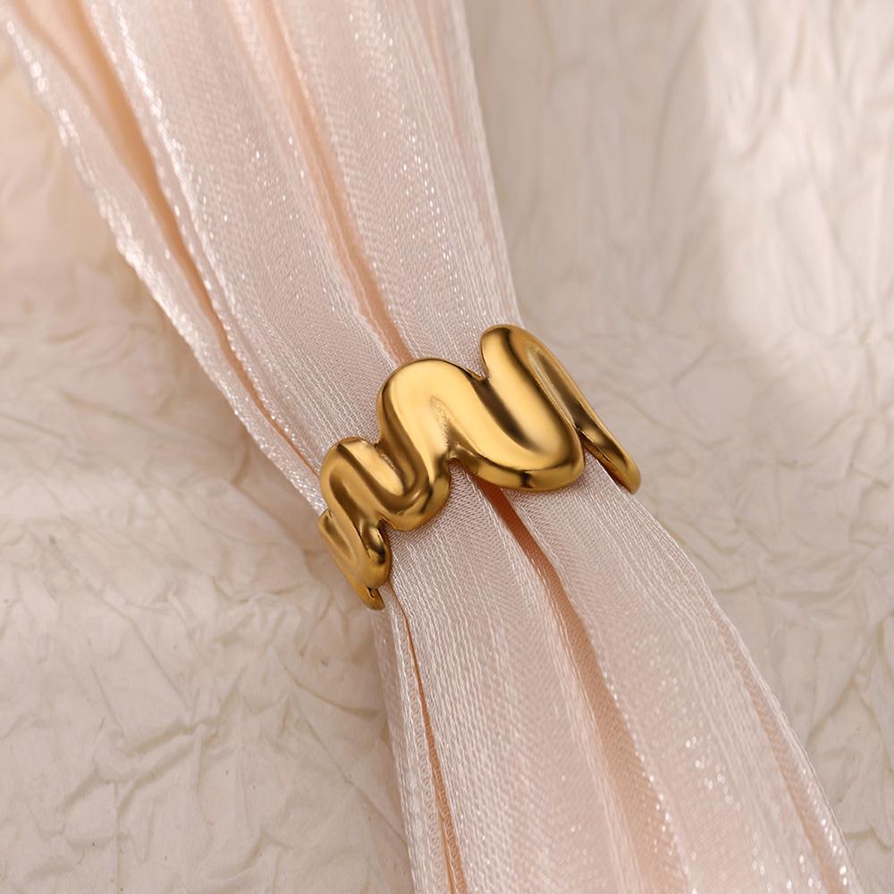 Золотистый цвет Необычные витые кольца из нержавеющей стали Открытые кольца для женщин Обручальное кольцо Эстетичные ювелирные аксессуары Рождественский подарок Лучшая подруга