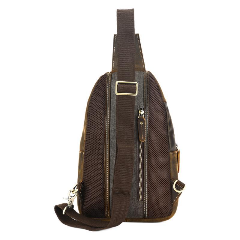 Мужская нагрудная сумка Crazy Horse из натуральной кожи, многофункциональная сумка для отдыха на груди из коровьей кожи, большая вместимость