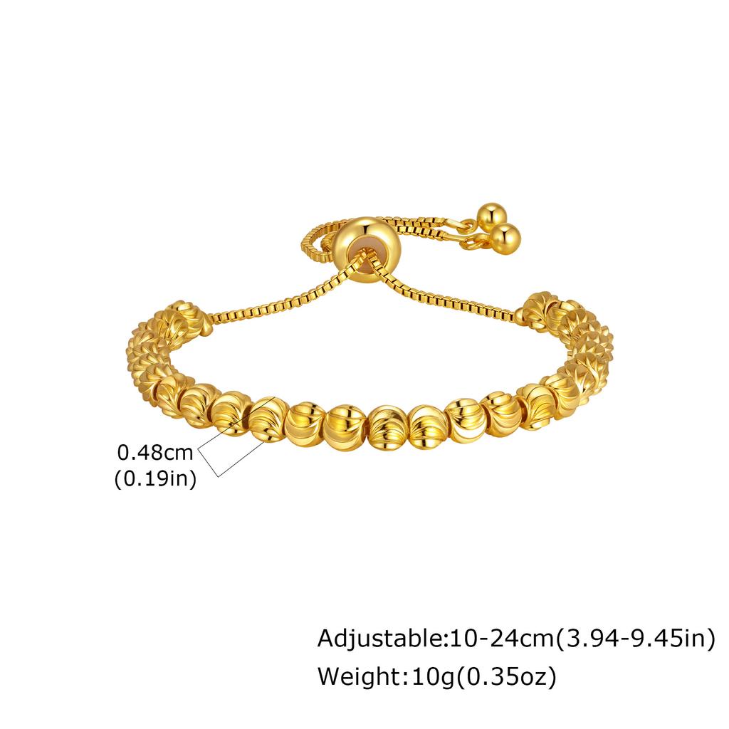 Luxury Tri Color Beaded Bracelet for Women, Gold Plated Adjustable Chain Bracelet, Unique Design Fashion Jewelry