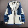 Men's Spring and Autumn Winter Plus Hooded Jacket Thickened Loose Warm Zipper Jacket Loose Jacket