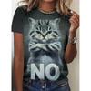 Funny Cat Pattern T-Shirt for Women Cute Pet Animal 3D Printed T Shirts Summer Fashion Tees Short Sleeves O-Neck Tops Streetwear
