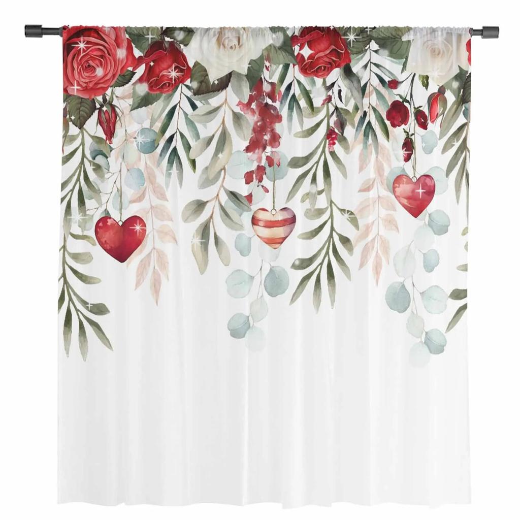 Валентина Розы Цветочные Сердца Прозрачные Шторы Для Гостиной Кухни Шторы Для Спальни Тюль Вуаль Шторы