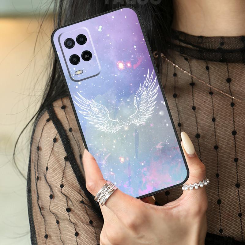 Фантазийный чехол с крыльями ангела для Oppo A74 A94 A54 A80 A60 A40 A18 A38 A58 A78 A98 A96 A76 A16 A15 A17 A57 A77 A5 Pro