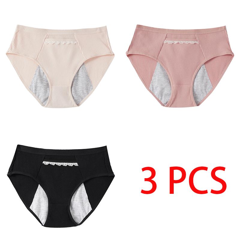 Женские менструальные трусики для предотвращения подтекания, хлопковые, большого размера, с карманами