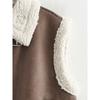 Women's Faux Shearling Vest, Sleeveless Suede Fur Lined Gilet, Vintage Lapel Zipper Waistcoat for Autumn Winter