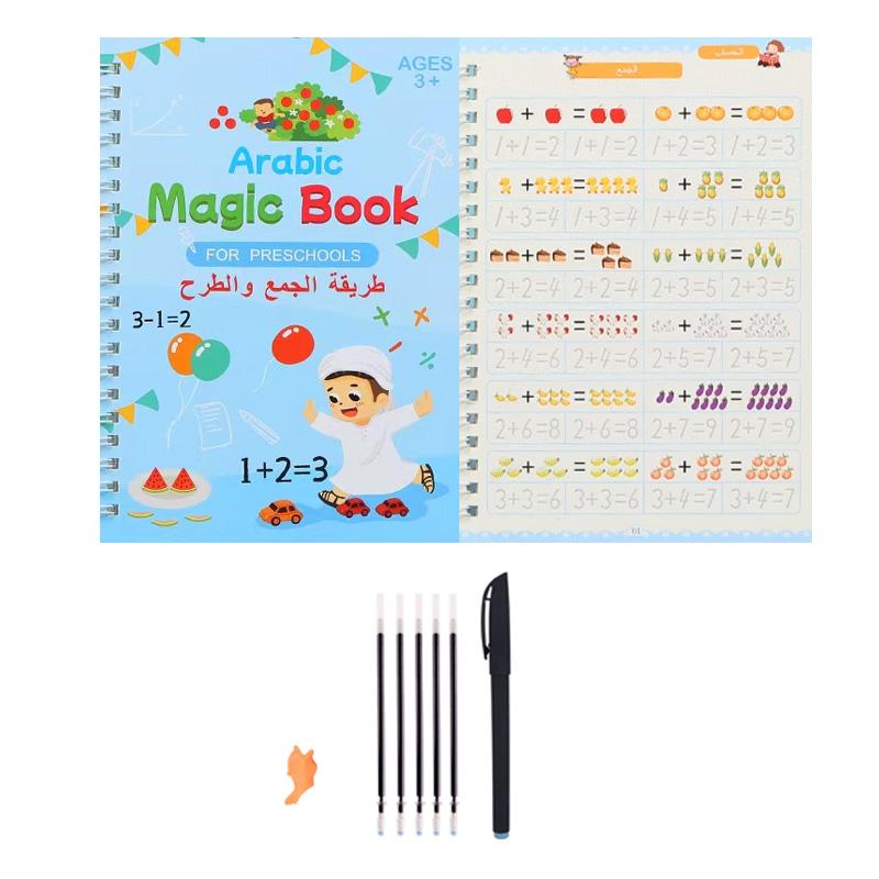 Арабская Магия Практика Тетрадь Ручка Дошкольники Дети Каллиграфия Блокнот Бесплатное Вытирание Дети Многоразовая Книга для Письма Возраст 3-6