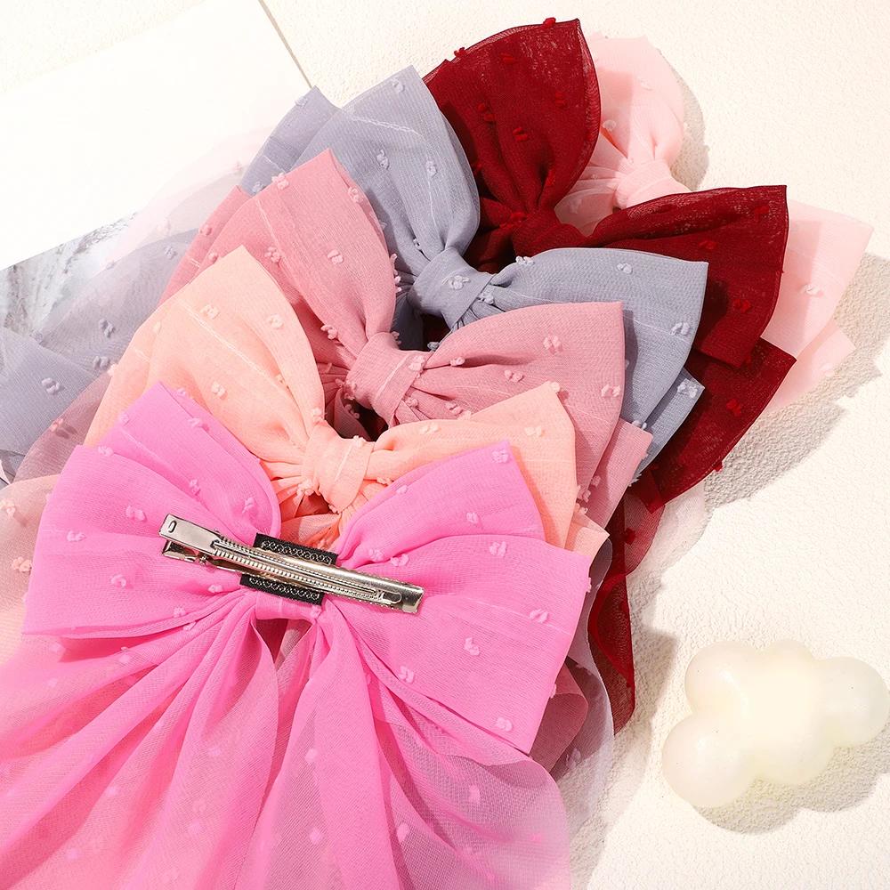 LOVEKIKI 1 шт. Заколки для волос для девочек с длинным большим бантом из атласа с плавающим эффектом для затылка, 6-дюймовый бант, в горошек, темпераментные, элегантные аксессуары для волос