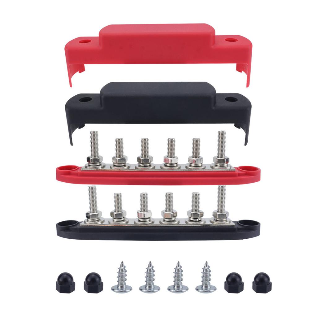 6 Post Power Distribution Block Terminal Screw Busbar High Current Wiring Stud Battery Junction Block for Marine Vehicle
