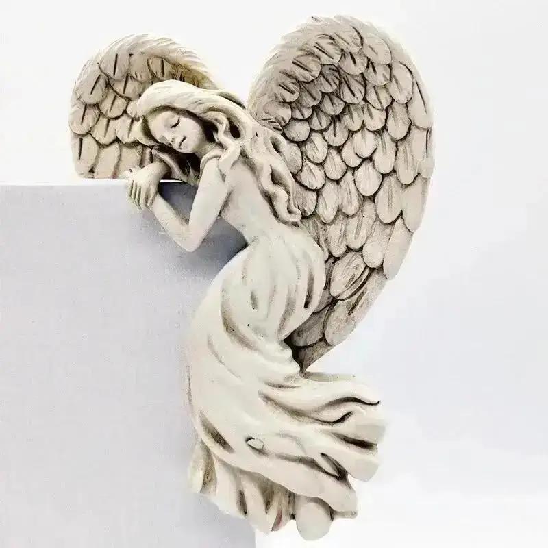 Angel Wings Resin Craft Door Frame Ornament Angel Winged Goddess Pendant Garden Door Decoration Home Gifts Left Right Wings