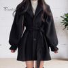 Осень-зима Женская куртка с отложным воротником, однобортная, с поясом, утолщенная куртка с карманами, длинные рукава, английский стиль, трапециевидная, для свиданий, поездок на работу