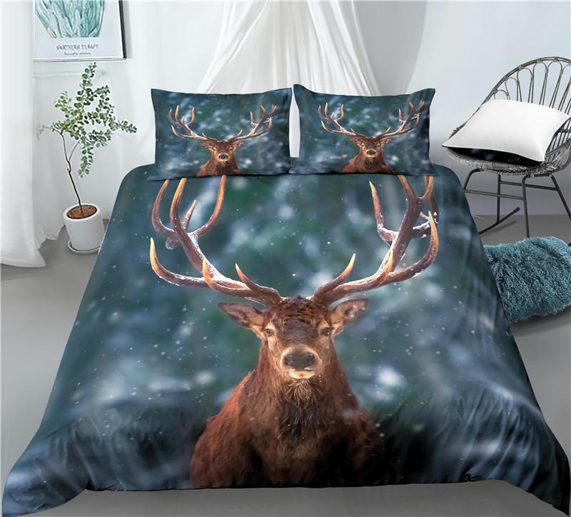 Home Living Luxury 3D Deer Print 2/3Pcs Comfortable Duvet Cover PillowCase Bedding Sets EU/US/AU Size