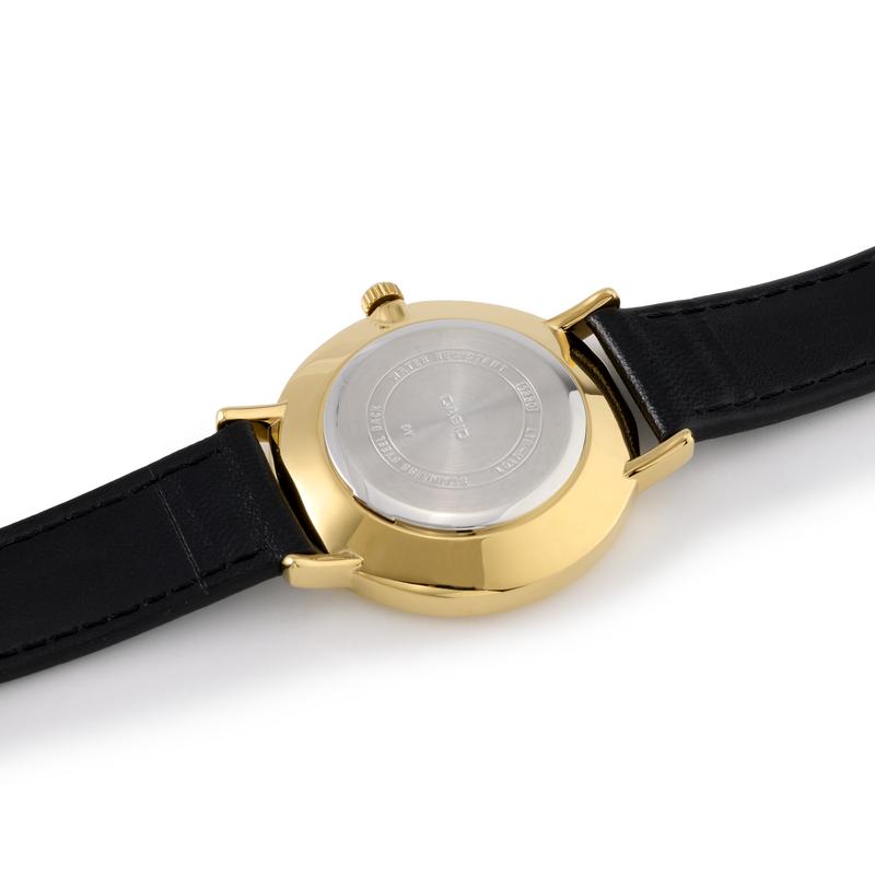 Casio Стандартная серия золотой корпус часов водозащита на весь срок службы кварцевый механизм кожаный ремешок японские и корейские часы женские часы черный циферблат LTP-VT01GL-1B
