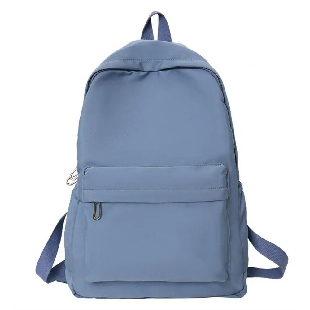 Women Schoolbag Waterproof Large Capacity School Backpack Smooth Zipper Solid Color Teens Girl Casual Daypack Bag Student Supply