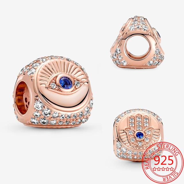 Real New S925 Sterling Silver Clover ,Horseshoe and Ladybug Three Sided Charm Fit Fashion Bracelets Diy Jewelry Gifts for Girls