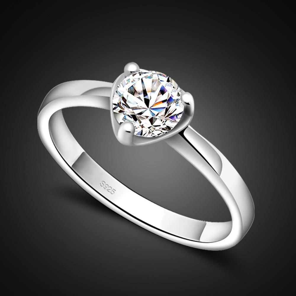 Sweet Temperament Heart Ring Women'S Platinum Plated Simple Ring Girlfriend Girlfriend Gift