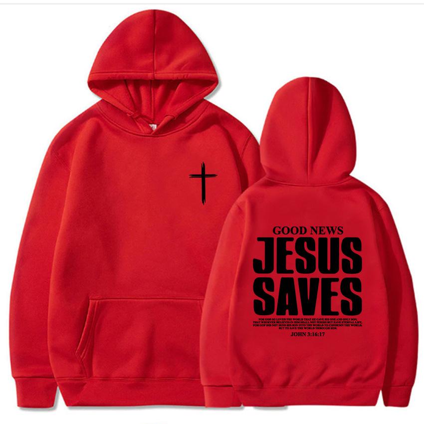 Jesus Saves John Hoodies Christian Bible Verse Sweatshirts Men Women Clothes Winter Comfortable Pocket Pullovers Graphic