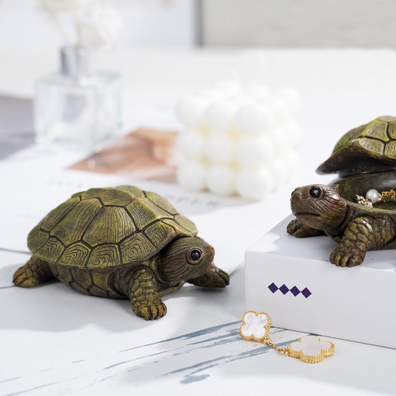 Nordic Modern Turtle Jewelry Storage Box Resin Statue Crafts Home Tv Cabinet Decoration Sculpture Figurines Art Design Ornaments