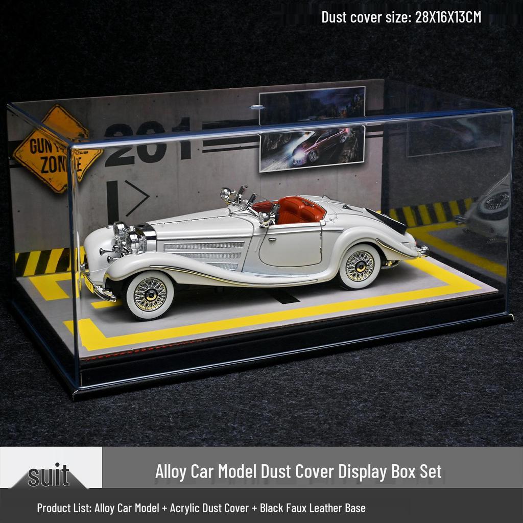 1/24 Mercedes-Benz 500K Модель автомобиля из легкого сплава со звуком и светом: Классический ретро-украшение с откидной крышкой, подарочная коробка к празднику середины осени