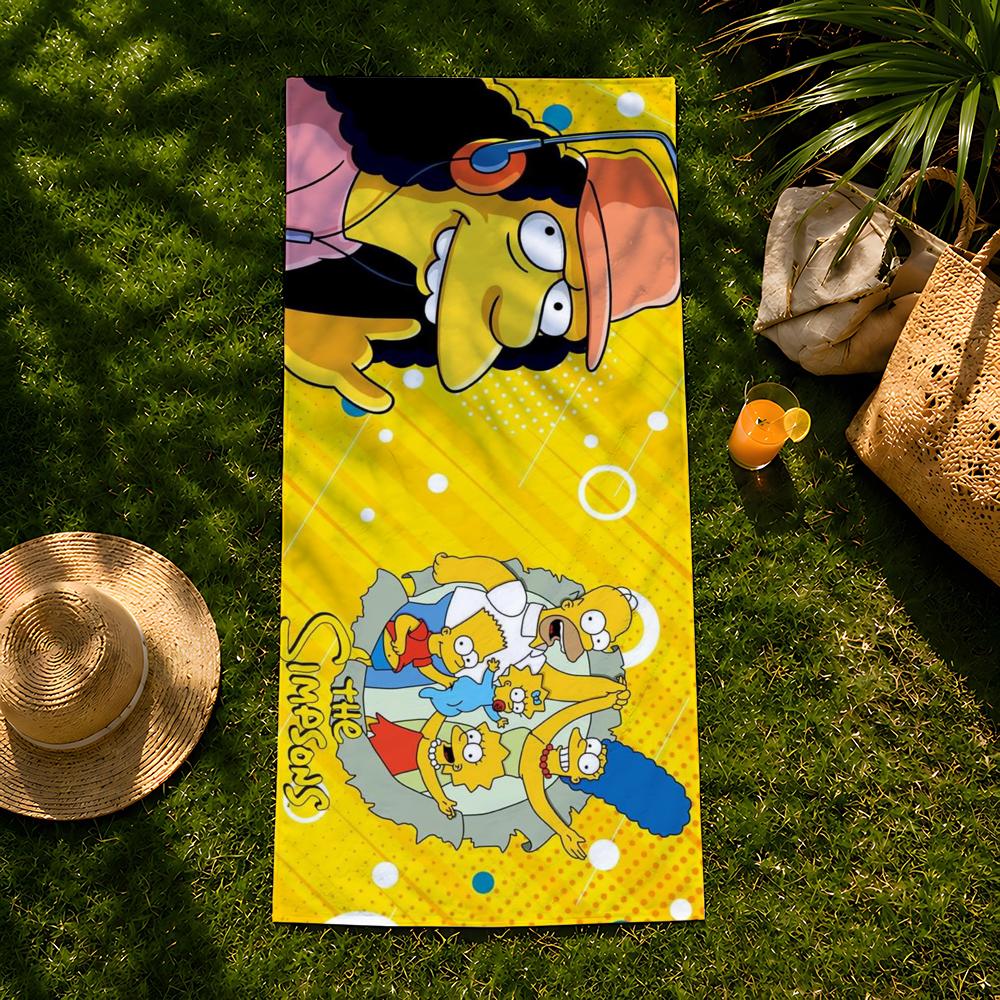 Мультяшное полотенце The S-Simpsons, пляжное полотенце, быстросохнущее впитывающее банное полотенце для плавания, спортзала, кемпинга, отдыха на природе