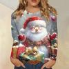 Женская модная повседневная футболка с длинным рукавом и рождественским принтом, с круглым вырезом