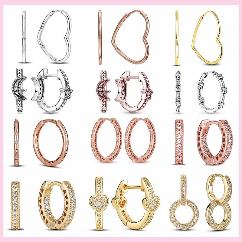 Сверкающие цирконовые серьги-кольца из серебра 925 пробы, круглые серьги в форме сердца для женщин, свадебные украшения для помолвки