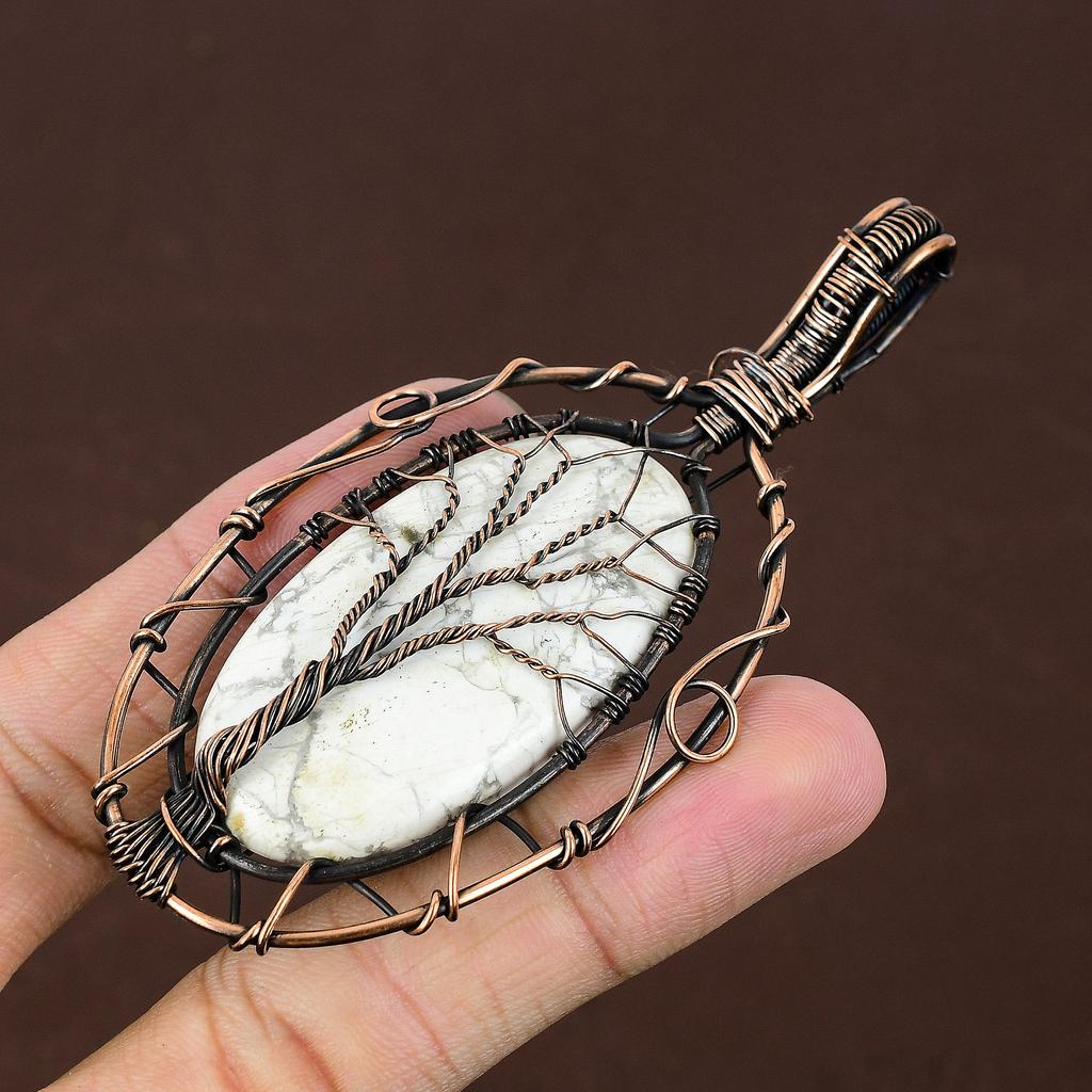 Подвеска из медной проволоки из натуральной говлитовой яшмы, 3,15 дюйма, W8z38