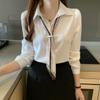 2024 Autumn White Chiffon Blouse: Women's Stylish, Professional Long Sleeve Top
