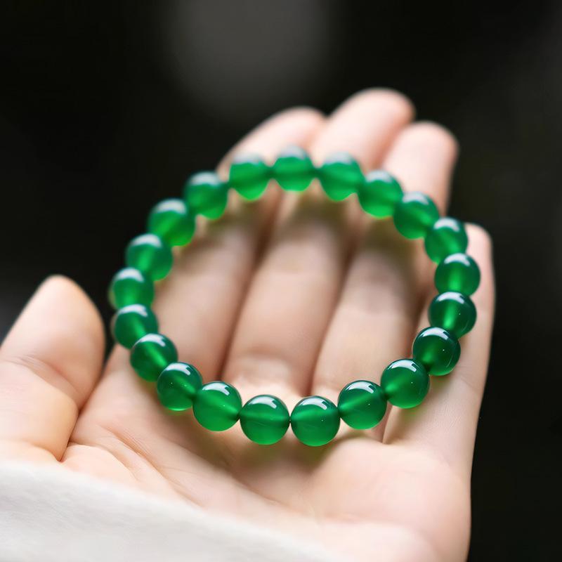 Браслет-кольцо из натурального зеленого агата класса 7A - Мужские и женские украшения из бусин пяти элементов.