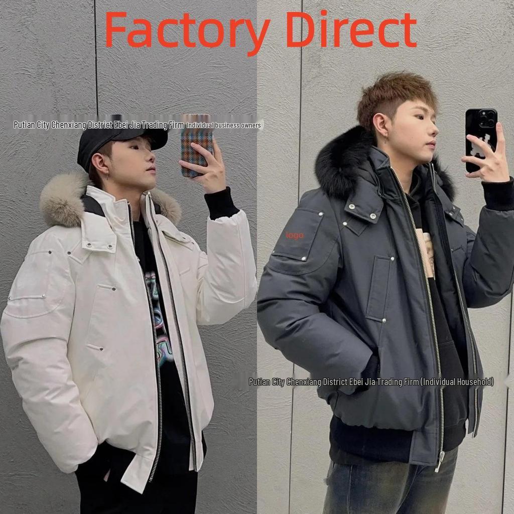 Cross MOOSE Men's Model 02 Bomber Jacket, Small - 3Q Fox Fur Thickened Down Coat