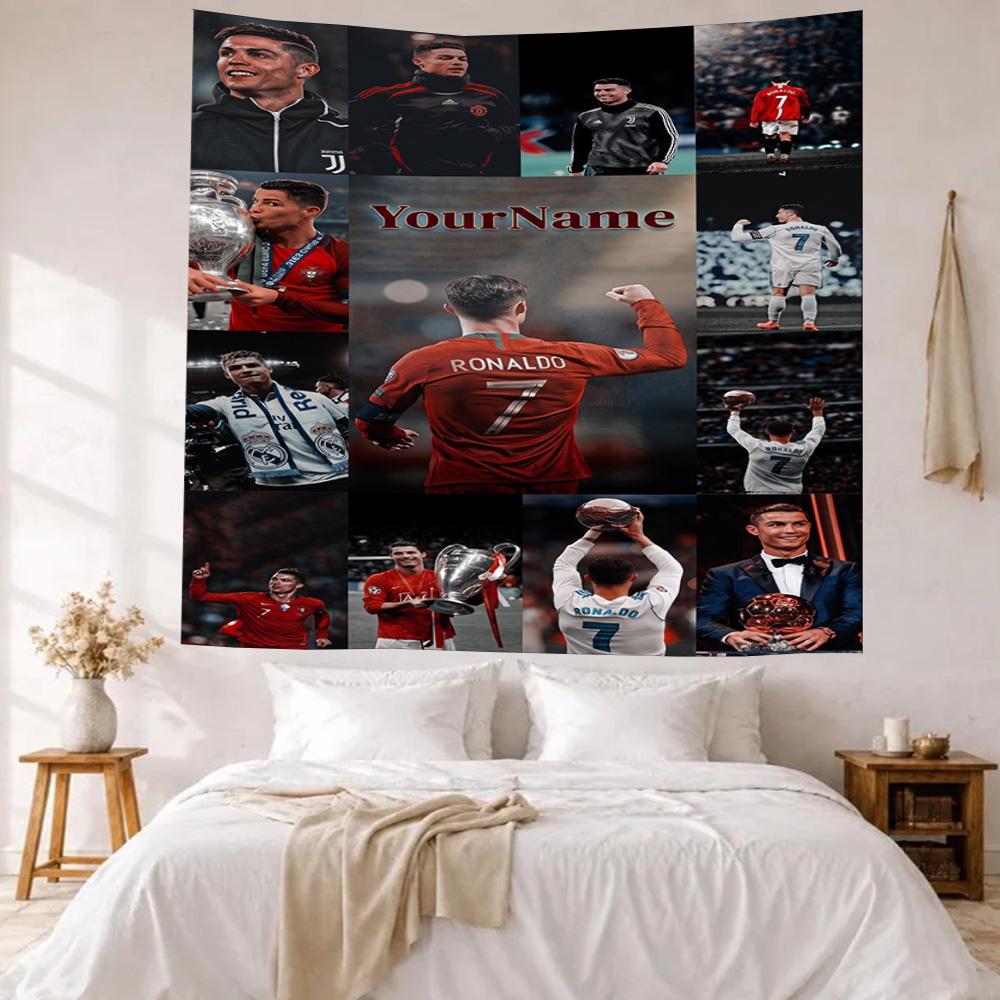 Cristiano Ronaldo Custom Your Name Wall Decor Tapestry Art For Pet Memorial Birthdaywedding Party Backdrop Family Gift