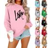 Женская модная повседневная толстовка с длинными рукавами и круглым вырезом с принтом ко Дню святого Валентина