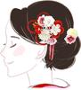 Hair Ornament Set Furisode Ceremony Tsumami Work Red Crepe [Kyoto Usagido] 2-piece Coming-of-age Kk-077