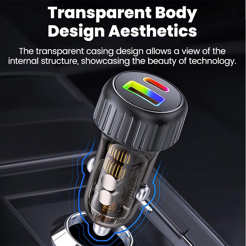 Новое Автомобильное Зарядное Устройство Elough 60 Вт с Двумя Портами USB/Type-C, Быстрая Зарядка, 2 в 1, Переходник-Адаптер для Прикуривателя Автомобиля