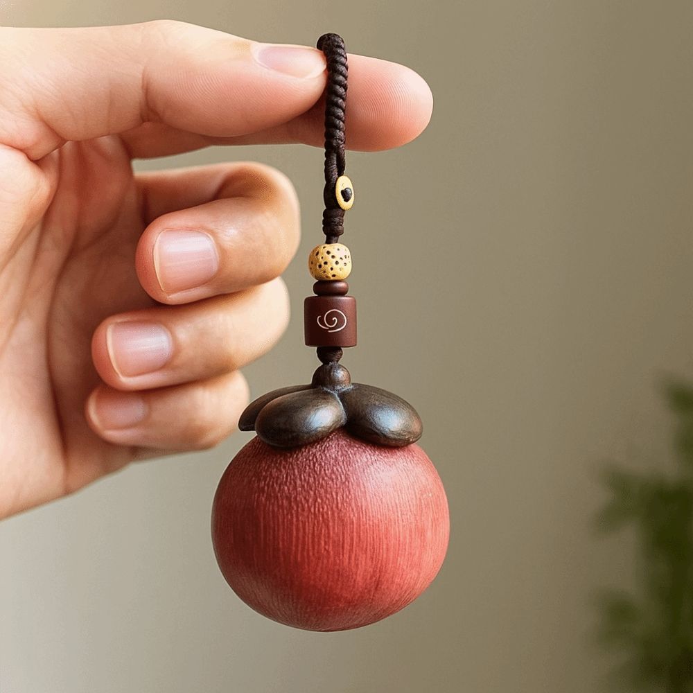 Strawberry Sandalwood Keychain Chinese Style Car Keyring Wooden Pendant Phone Chain Decoration