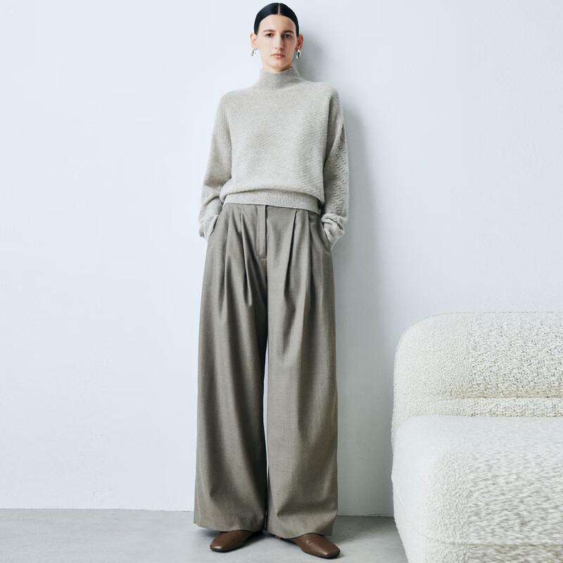 PALUOPO Women's Semi-High Collar Cashmere Blend Sweater