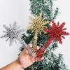 Snowflake Tree Topper Gold Red Glittered Iron Star for Christmas Tree Easy Installation Festive Decoration for Holiday Parties