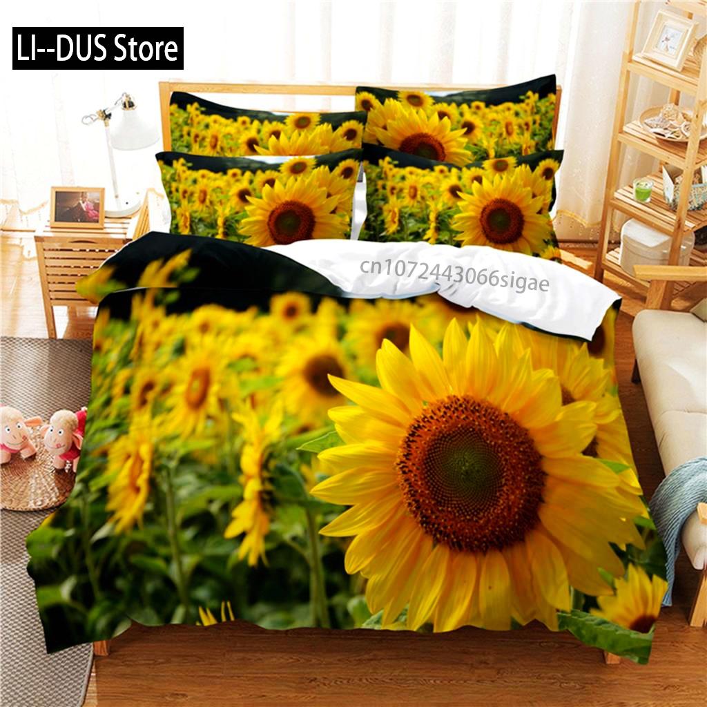 Beautiful SunFlower Bedding Set Duvet Cover Set 3d Bedding Digital Printing Queen Size Bedding Set Fashion Design
