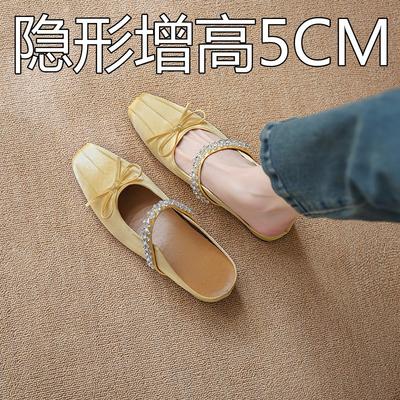 Шелковый бант со стразами квадратный носок утолщенная подошва сумка на голову полушлепанцы женские новая толстая подошва крутые шлепанцы